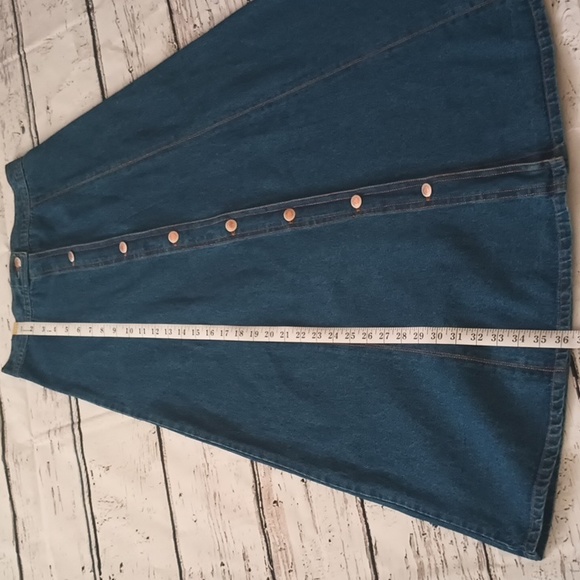 Starwear Vintage Seamed Button Down Blue Denim Modest Maxi Skirt 28 M - Picture 6 of 7